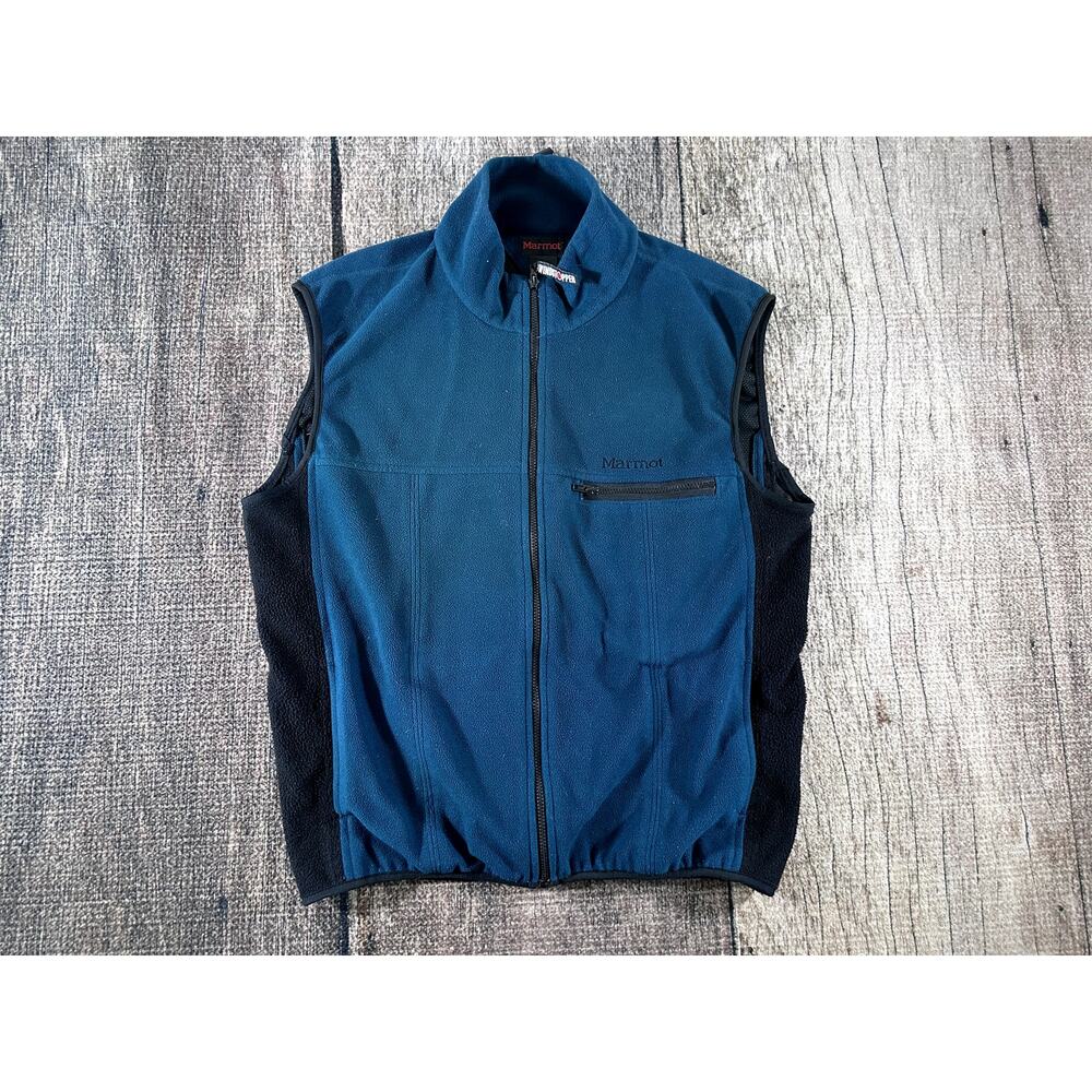 Marmot Fleece Gore Windstopper Vest Mens Large Teal Travel Hike Gorpcore Vintage